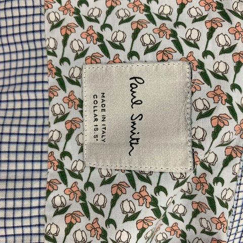 PAUL SMITH Size M Blue & White Checkered Cotton Button Down Long Sleeve Shirt