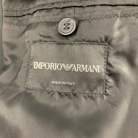 EMPORIO ARMANI Size 44 Black Velvet Peak Lapel Sport Coat