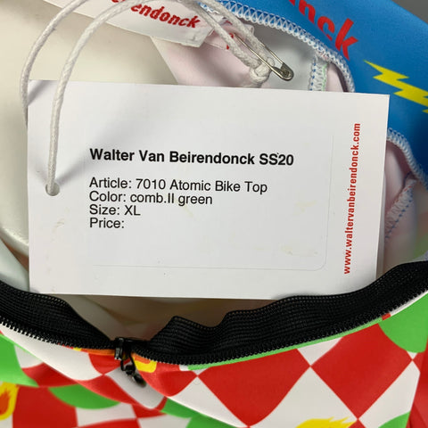 WALTER VAN BEIRENDONCK SS20 Size XL Green Red Graphic Nylon Jersey Bike Top