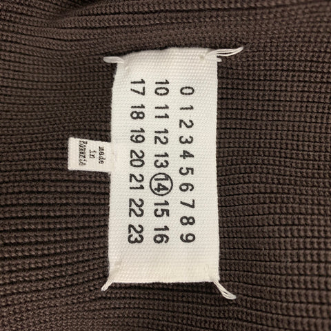 MAISON MARGIELA Size L Brown Ribbed Cotton Zip Up Cardigan
