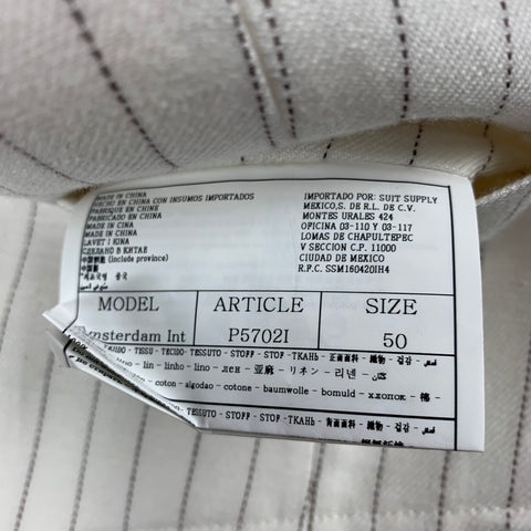 SUIT SUPPLY Size 40 White Brown Stripe Linen Cotton Vest