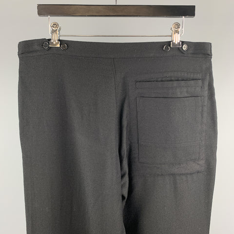 FARHI Size 34 Black Solid Wool Zip Fly Casual Pants