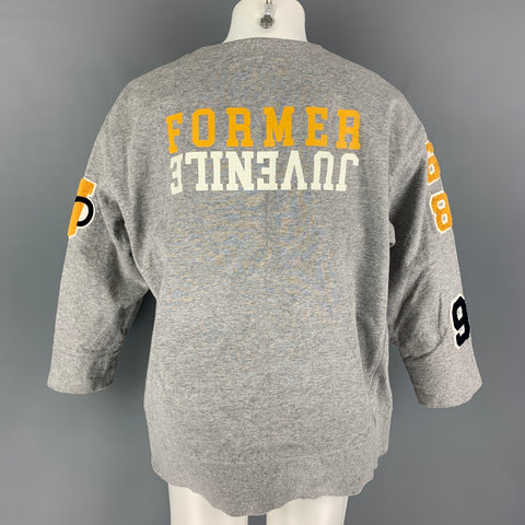 UNDERCOVER Size S Grey Yellow Applique Cotton Oversized Sweatshirt