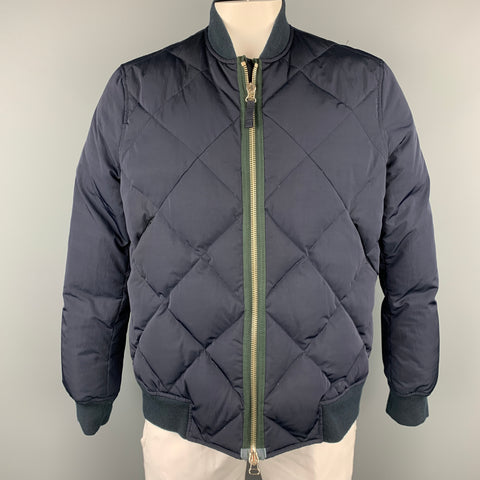PAUL SMITH JEANS Size XXL Navy Quilted Polyester / Nylon Bomber Jacket