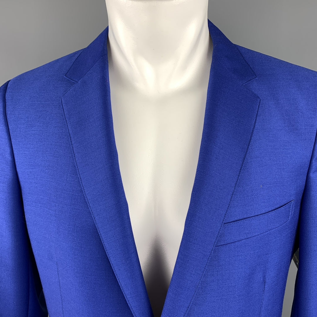 JIL SANDER Size 42 Royal Blue Wool / Mohair Notch Lapel Sport Coat