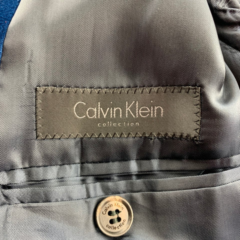 CALVIN KLEIN COLLECTION Size 40 Royal Blue Velvet Notch Lapel Sport Coat