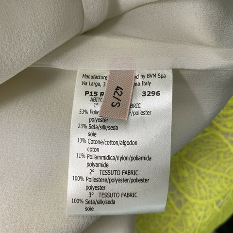GIAMBATTISTA VALLI Size S Yellow & Beige Polyester Blend Jacquard Lace Dress