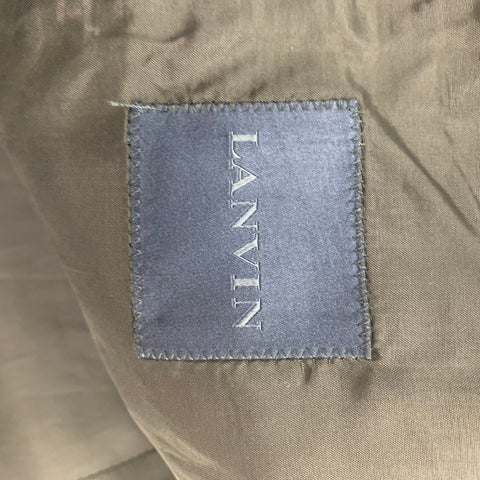 LANVIN Size 42 Regular Black Wool Notch Lapel Suit