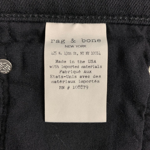 RAG &amp; BONE Taille 33 Jean slim en polyuréthane et coton vieilli noir avec braguette boutonnée