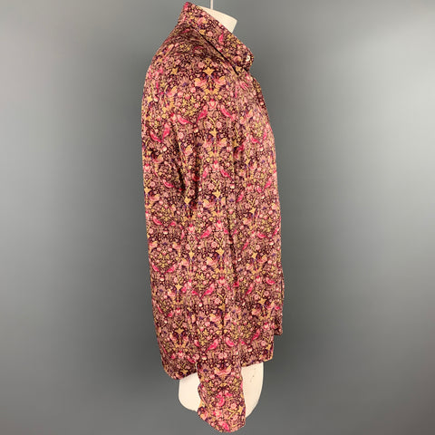 LIBERTY OF LONDON Size L Magenta Print Cotton Button Up Long Sleeve Shirt