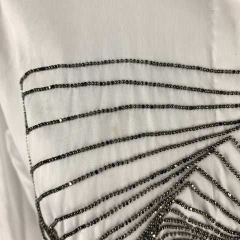 DRIES VAN NOTEN Size 6 White Silver Cotton Blouse Casual Top