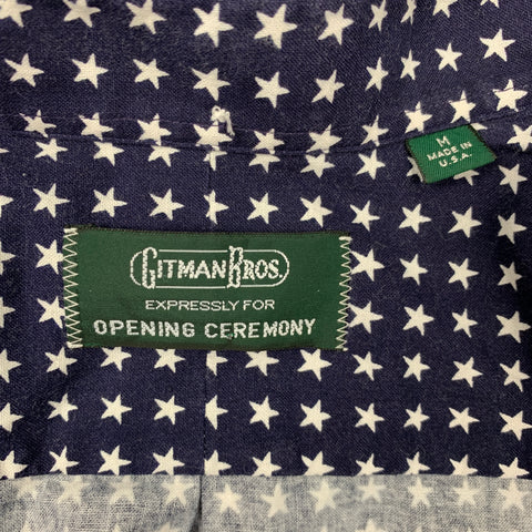GITMAN BROS for OPENING CEREMONY Size M Navy & White Stars Cotton Long Sleeve Shirt