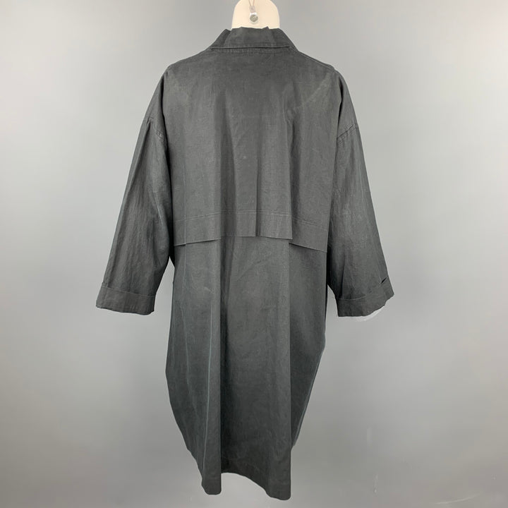 ESKANDAR Size One Size Charcoal Linen Overcoat