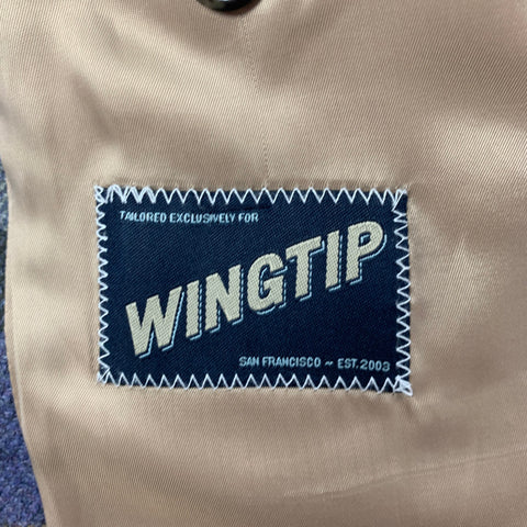WINGTIP Size 42 Purple Grey Plaid Wool Sport Coat