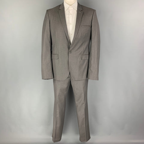 CALVIN KLEIN COLLECTION Size 44 Grey Woven Wool Notch Lapel Suit