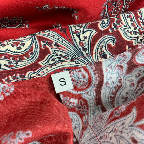ETRO Size S Red Cream Paisley Cotton Hidden Placket Long Sleeve Shirt