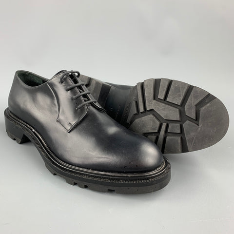 JIL SANDER Size 8 Black Leather Chunky Sole Lace Up Shoes