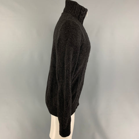 BURBERRY LONDON Size L Grey Heather Merino Wool Zip Up Cardigan