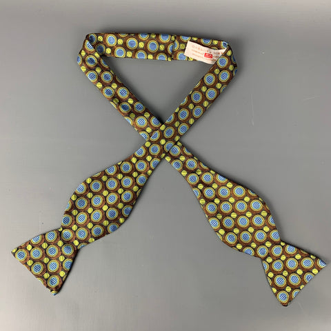 CARROT & GIBBS Green & Blue Dots Silk Bow Tie