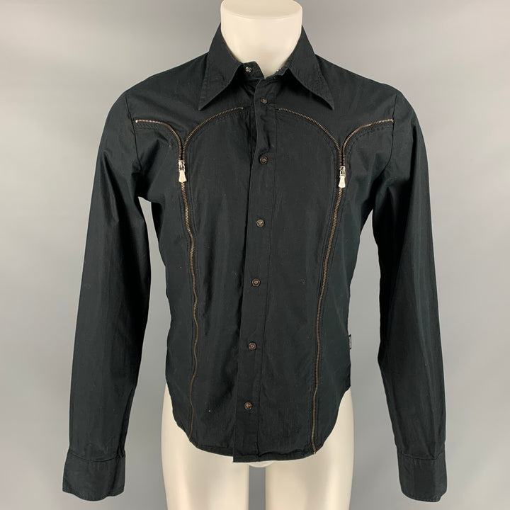 VERSACE JEANS COUTURE Size M Black Cotton Button Up Long Sleeve Shirt