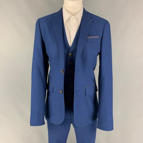TED BAKER Talla 34 Traje con solapa de muesca en mezcla de poliéster y lunares azules