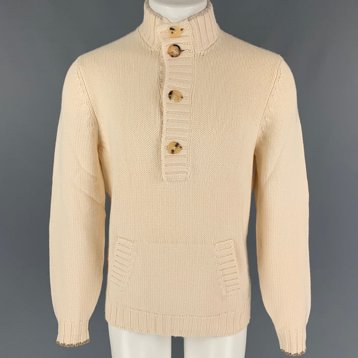 BRUNELLO CUCINELLI Size L Beige Knitted Cashmere Sweater