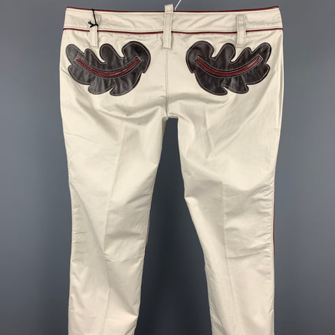 DSQUARED2 Size 30 Ivory Embellishment Cotton Low Rise Casual Pants