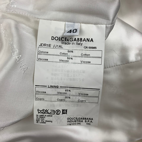 DOLCE & GABBANA Size 4 White Cotton Floral Viscose Rhinestone Sleeveless Dress