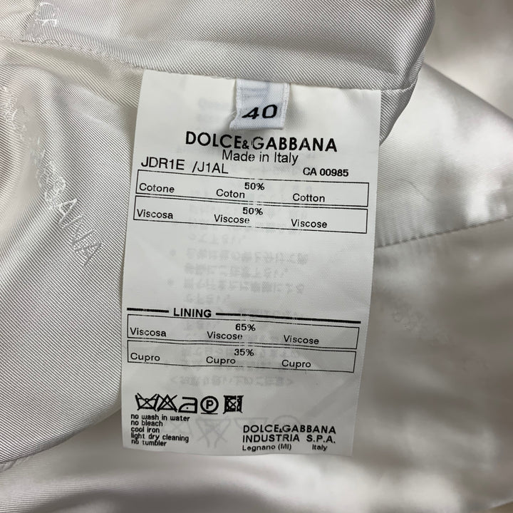 DOLCE & GABBANA Size 4 White Cotton Floral Viscose Rhinestone Sleeveless Dress
