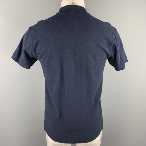 COMME des GARCONS Size S Navy Logo Pique Buttoned Polo