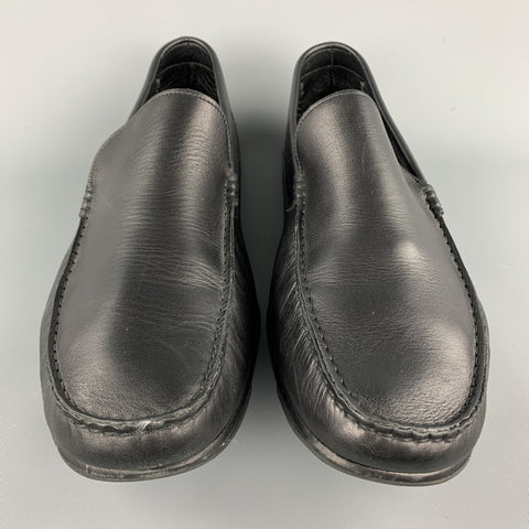 ERMENEGILDO ZEGNA Size 11.5 Black Solid Leather Drivers Loafers