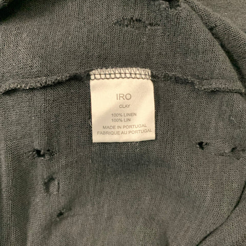 IRO Clay Size XS Black Linen Distressed Crew-Neck T-shirt