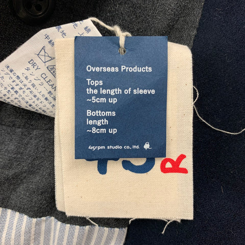 45rpm Size XL Navy Moleskin Cotton Notch Lapel Jacket