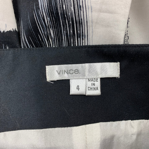 VINCE Vestido tipo jersey de algodón con bloques de color blanco y negro talla 4