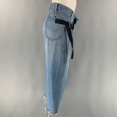 JUNYA WATANABE Size S Blue Black Red Cotton Wide-Leg Cropped Jeans
