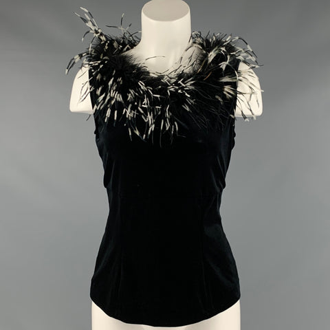 SANDRA DARREN Taille 8 Noir Polyester Spandex Velours Débardeur Robe Top