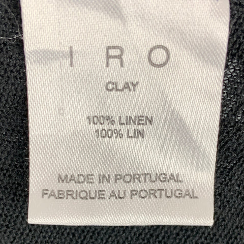 IRO Size S Black Distressed Linen Crew-Neck T-shirt