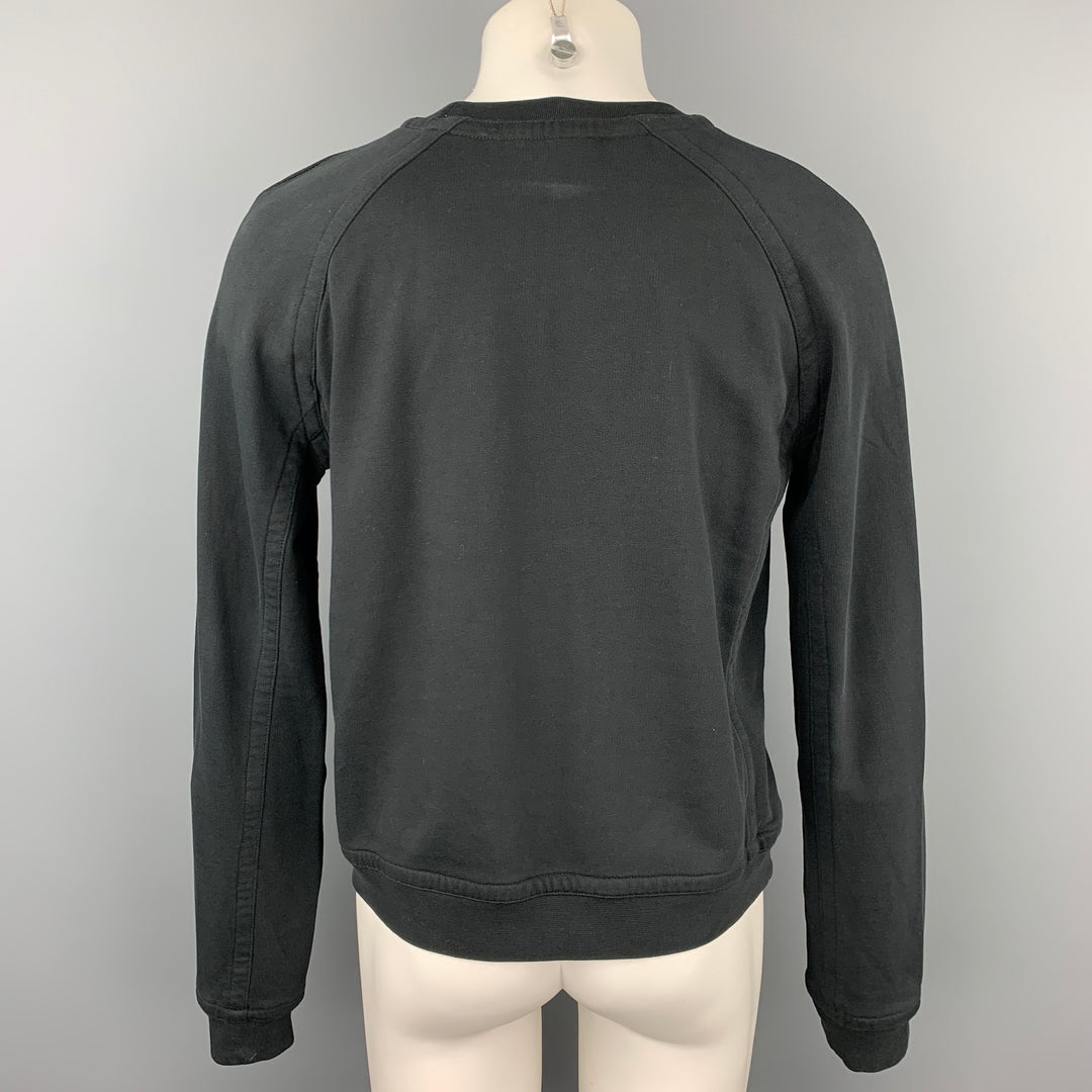 HAIDER ACKERMANN Size M Black & White Embroidery Crew-Neck Sweatshirt