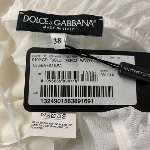DOLCE & GABBANA Size 2 White Nylon Eastane Ruched Off-Shoulder Cocktail Dress