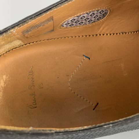 PAUL SMITH Size 11 Black Textured Leather Upper Lace Up Derbys