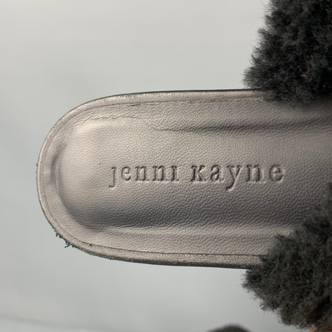 JENNI KAYNE Mules planos de piel de oveja negra talla 7