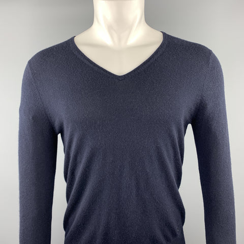 BURBERRY LONDON Size S Navy Cashmere V-Neck Pullover
