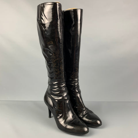 SERGIO ROSSI Talla 6.5 Botas de charol negro