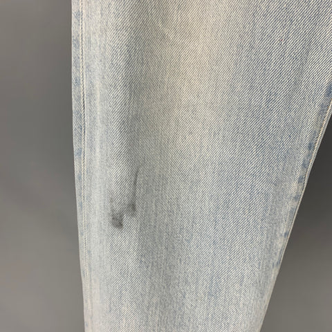 SAINT LAURENT Size 33 Light Blue Cotton Elastane Button Fly Jeans