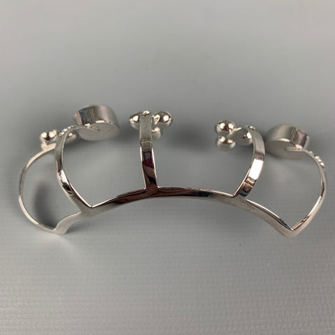ON AURA TOUT VU PARIS Rhodium Plated Crystal Medusa Five Knuckle Ring