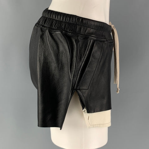RICK OWENS Size 2 Black Lamb Skin D'Orsay Shorts