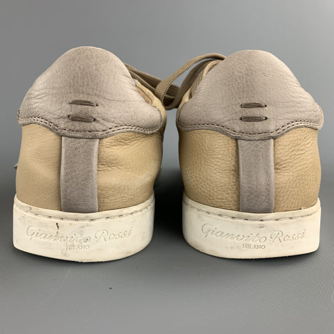 GIANVITO ROSSI Size 8 Taupe Leather Lace Up Sneakers