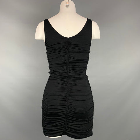 VELVET Size S Black Jersey Rayon Ruched Mini Dress
