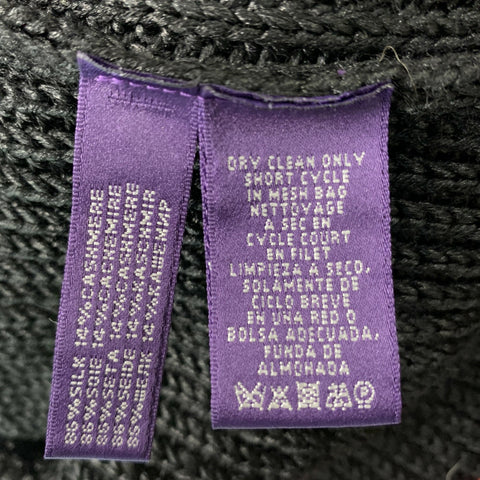 RALPH LAUREN Talla M Suéter de cuello alto texturizado de seda y cachemira negro