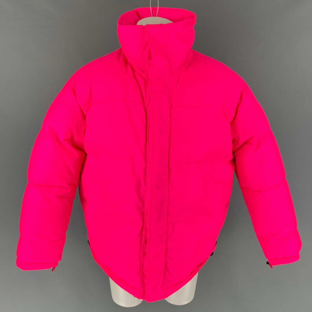 VETEMENTS FW 19 Size XS Flou Pink Quilted Polyester Zip Up Puffer Jacket